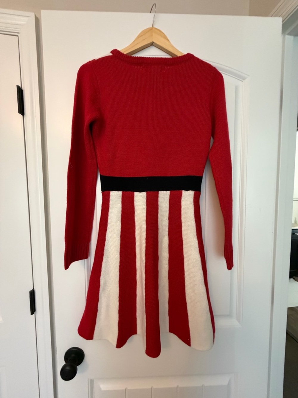 Girls Red and White Santa Stripe Knit Costume Dress - Picture 3 of 4